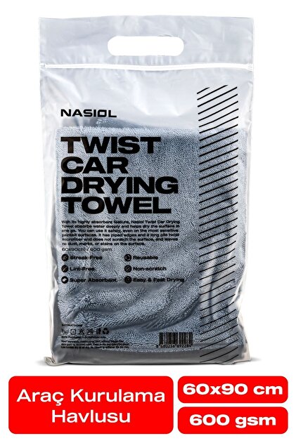 Nasiol Yüksek Su Emici Özellikli Mikrofiber Araç Kurulama Havlusu