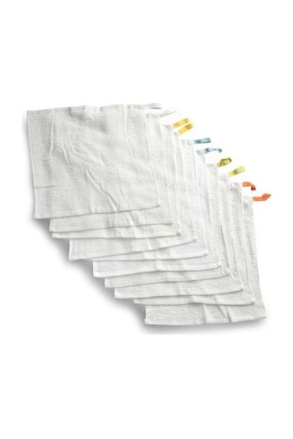 Unisex Children's White Krama 10 Pieces 30x30 Cm Towel Set Baby Hand Towel Napkin