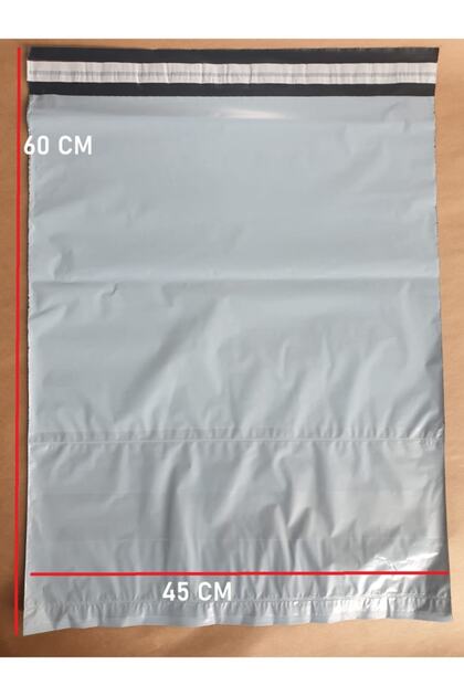 Kargo Poşeti 50 Adet - Büyük Boy - Cepli Gri Kargo Poşeti - 45x55 5 - 50 Adet TR 40 x 65