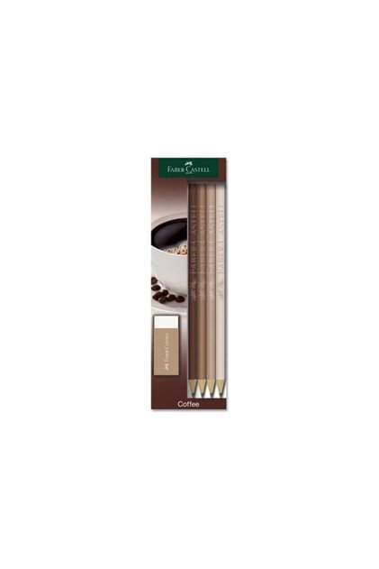 Faber Coffee Pencil Set of 4 with Eraser Gift