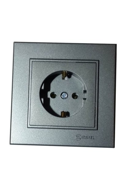 Karea Topraklı Priz Füme Modül+Kapak+Çerçeve