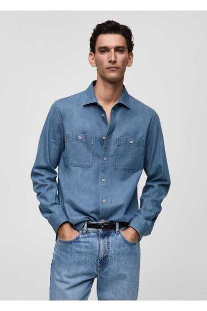 Cepli Regular Kesim Denim Gömlek Ceket
