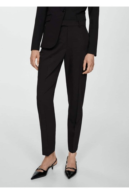 Straight-Cut Fabric Trousers