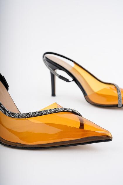 Sydney Women's Princess Stoned Transparent Heeled Evening Dress Shoes
