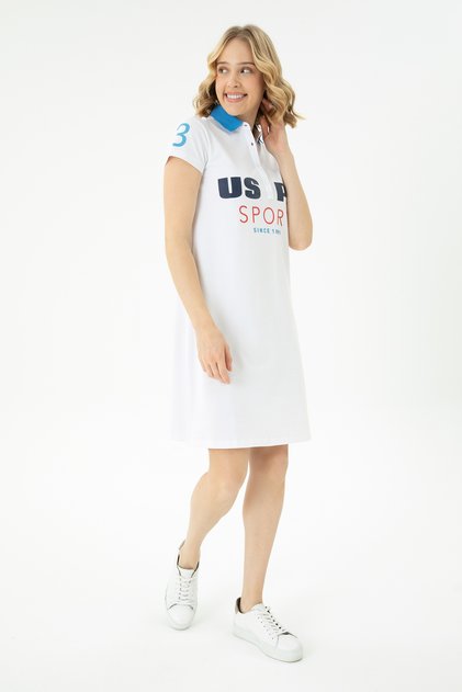 Women's White Polo Neck Mini Length Knitted Dress 50263970-Vr013