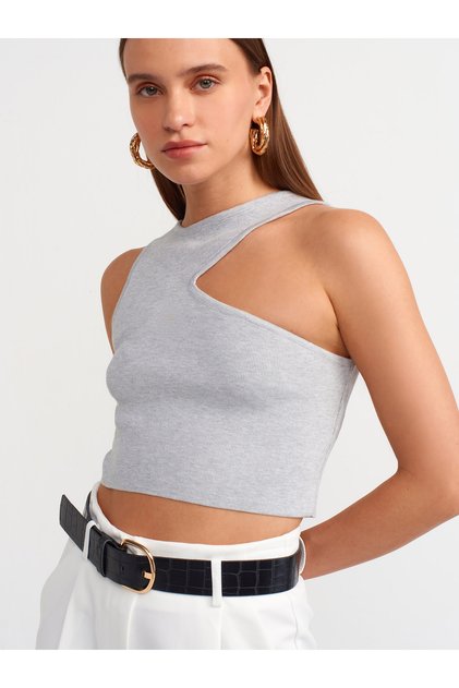 Crew Neck Front Low-Cut Neck Blouse