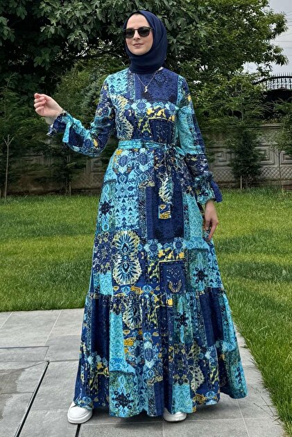 Rabia Şamlı Nehir Elbise Saks - Fiyatı, Yorumları