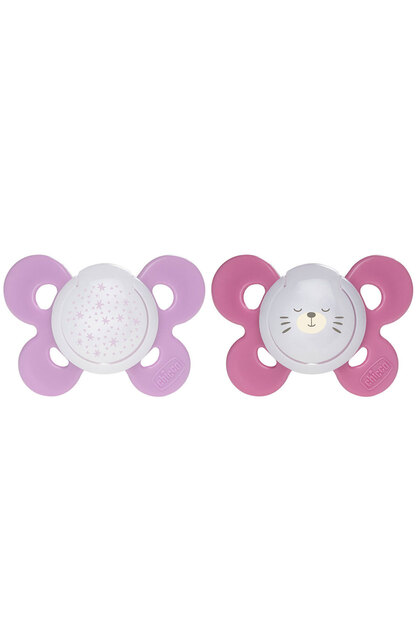 Physioforma Comfort Pacifier for Girls 16-36 Months Night Glowing 2-Pack