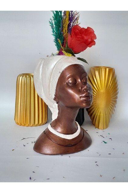 Afrikalı Şık kadın vazo, saksı sedef 21 cm