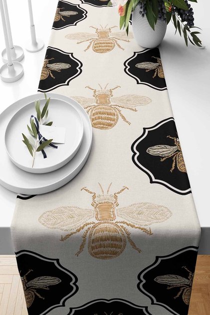 Runner Bee Patterned Suede Woven 140*40 cm