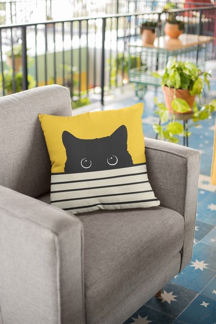 43x43cm Premium Thai Feather Woven Cat Fabric Double Sided Throw Pillow Pillow Case Krl064