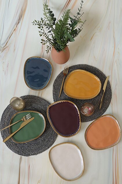 すみれページ　5枚 Keramika Shizen Mix Tetra Pasta Tabağı 23 Cm 6 Adet - Fiyatı