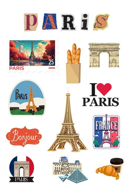 Paris Sticker Set Bullet Journal - Agenda - Planner - Notebook - Sticker Set for Laptop