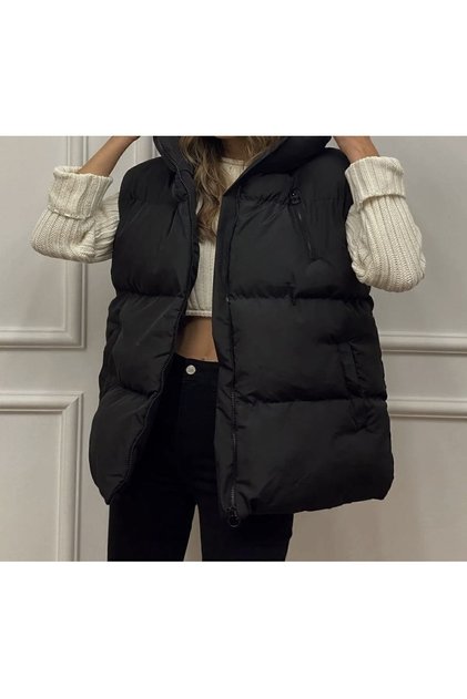Oversize dámská Puffer vesta Pohodlný střih Snadná kombinace