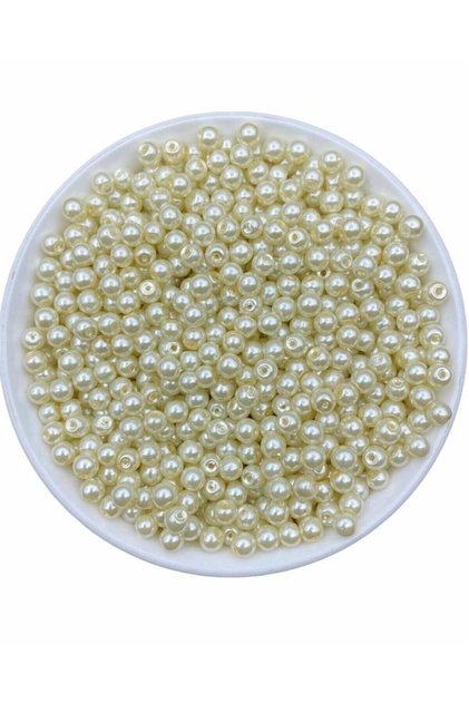50 Gr 6mm Krem Cam Inci Boncuk ,takı Yapım Boncuğu (50gr,~160 Adet )