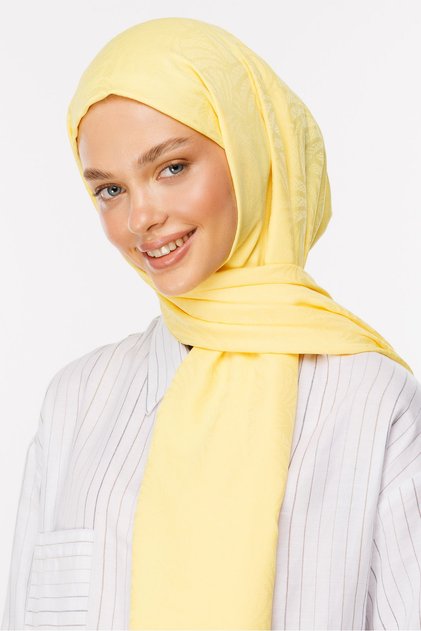 Yellow Artemis Pattern Silky Jacquard Shawl