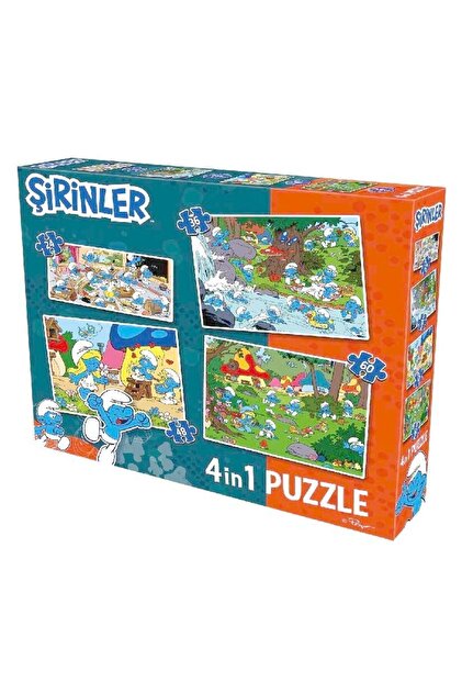 ŞİRİNLER SRN7682 Şirinler 4 ü 1 Arada Puzzle - 24 36 48 60 Parça