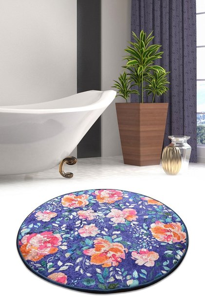 Flowers Diameter 100 cm Bathroom Rug
