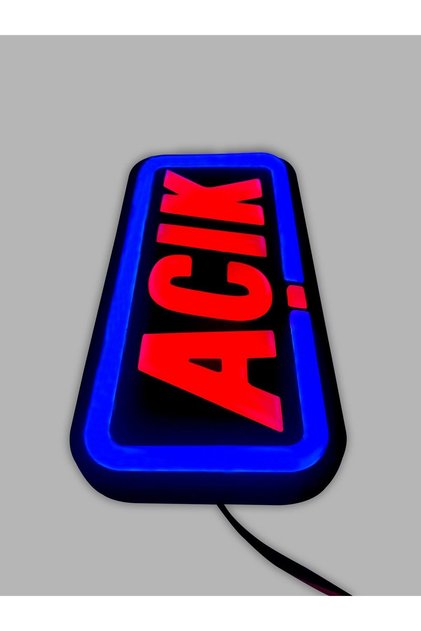''açık'' Yazısı - Lı Tabela/led Ile Neon Görüntülü Tabela-kırmızı/mavi Renktedir.