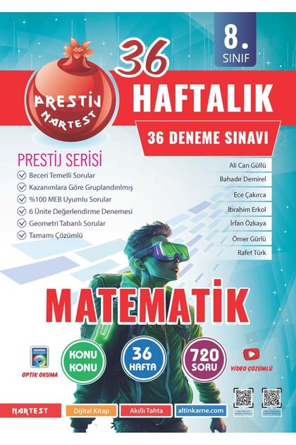 Nartest Yayınları Nartest 8. Sınıf Haftalık Matematik Denemeleri