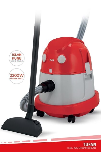 Evia Tufan Geniş Hazneli 2200 Watt Islak Kuru Toz Torbalı Süpürge