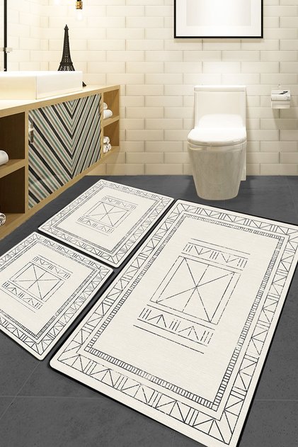 Touch Ecru Set of 3 Bathroom Rugs