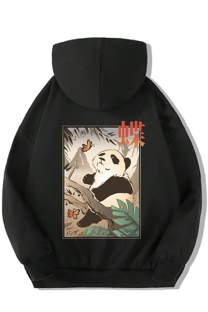Unisex Kids Butterfly and Japanese Panda Hoodie