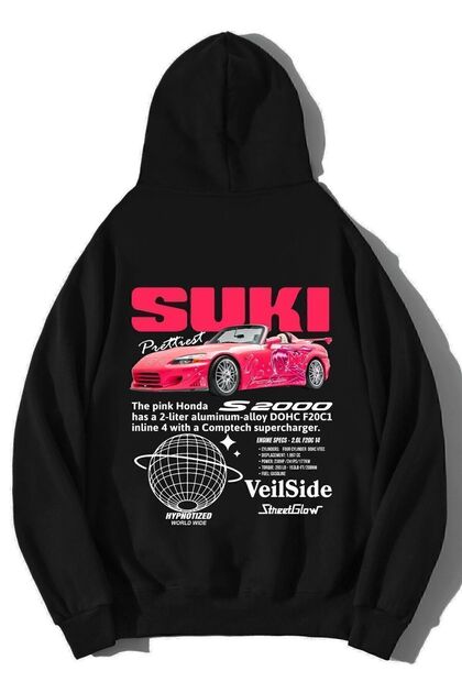 BRZ COLLECTION Unisex Oversize Fast and Furious Suki Hoodie Siyah
