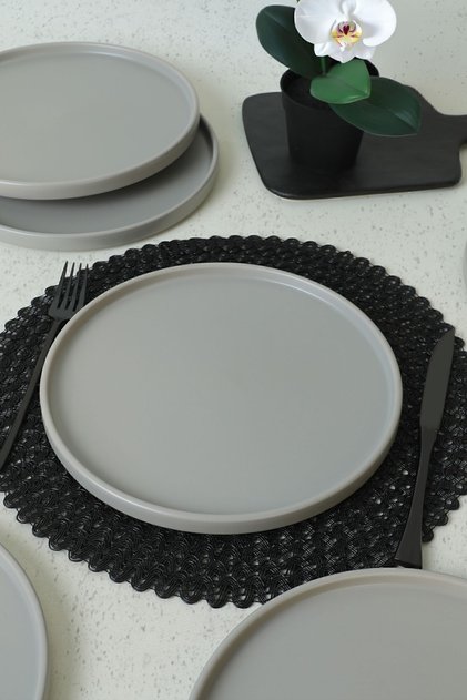 Mat Gri Stackable Servis Tabağı 27 Cm 6 Adet 995