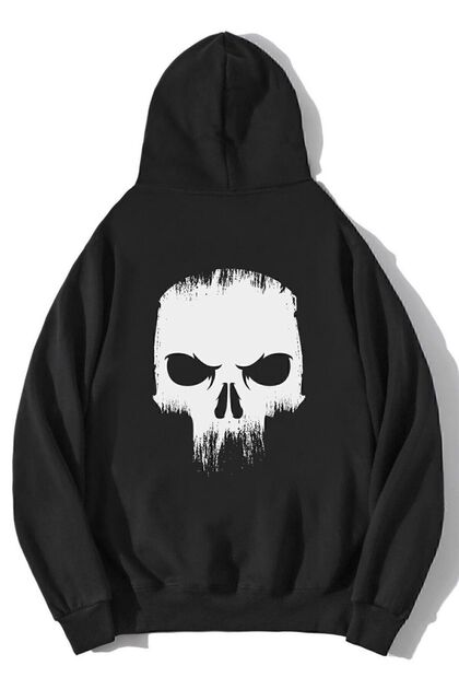 Hanorac unisex supradimensionat Angry Skull