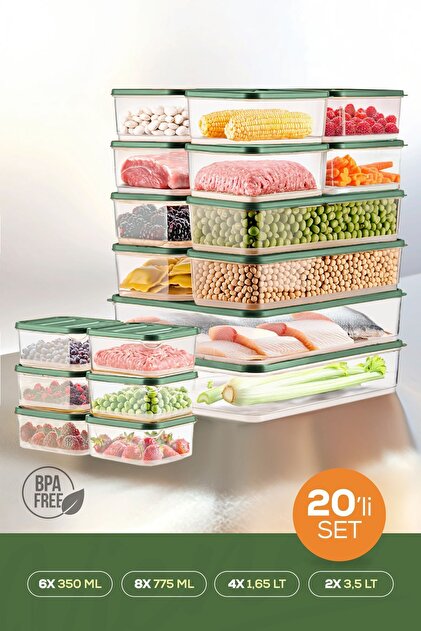 20台セット Vienev 20'li Buzdolabı Düzenleyici Organizer Mikrodalgaya Uygun
