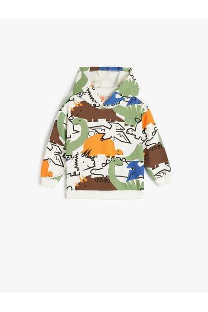 Hooded Dinosaur Sweatshirt Printed Long Sleeve Ribbon