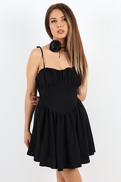 sachin and babi light blue dress Ritnice Black Short Corset Dress with Elastic Back