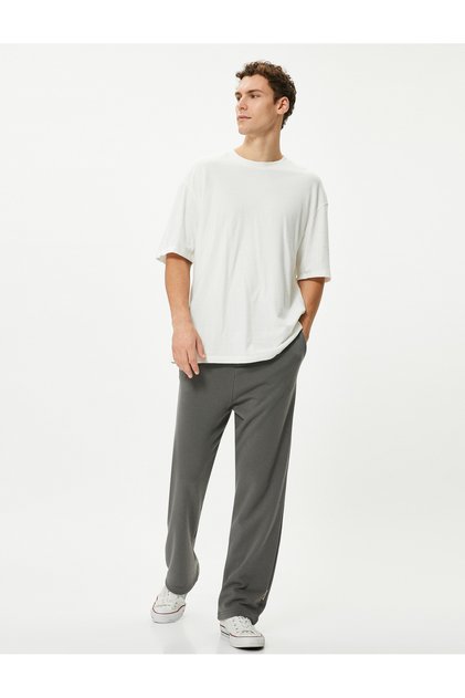 Wide Leg Sweatpants with Lace Waist Pocket
