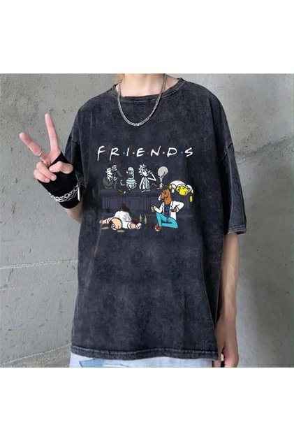 Worm Boutique Y2k Washed Friends Printed Unisex Oversize Vintage T-shirt