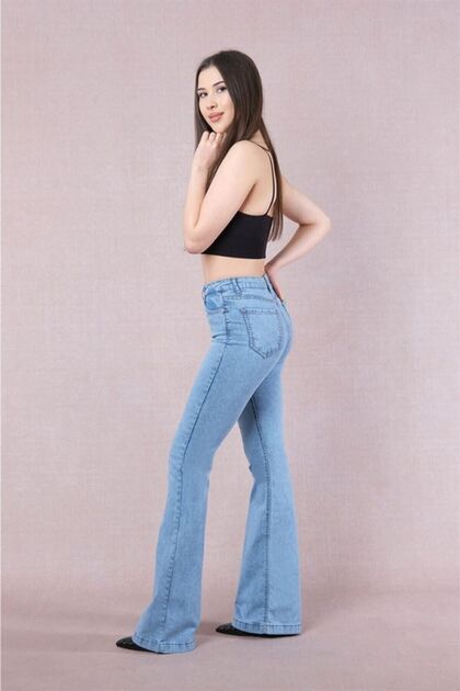Ash Gray Smoked Power Lycra Super High Waist Loose Jeans Palazzo Trousers