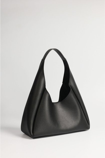 Schwarze Hand- und Schultertasche aus Kunstleder für Damen mit Innenfach mit Reißverschluss