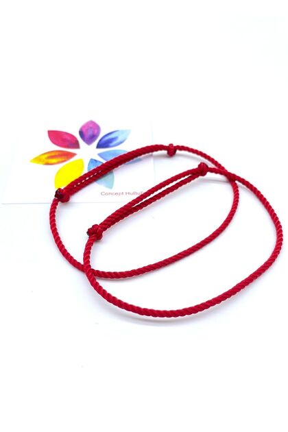 Set of 2 Red Women's Men's Twisted Rope Wish Bracelet