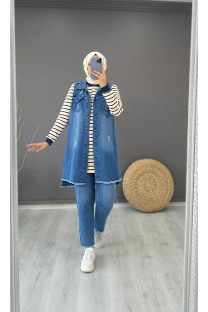 Allmira Fashion Hijab Triple Jeans Set
