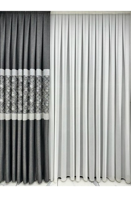 Gray Glitter Single Wing Light Curtain - Belted, 1/3 Close Pleat