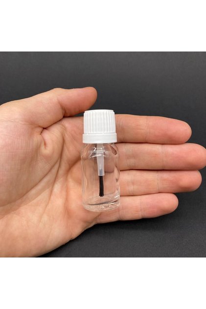 10 Cc Glass Bottle with Brush - Transparent - 10 ml Glass Bottle with Locking Cap and Brush X 3 Pieces