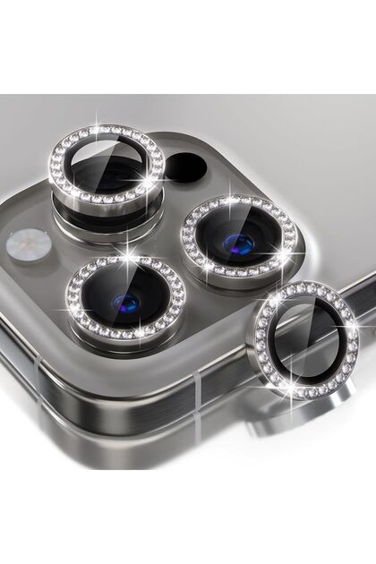 iPhone 16 Pro Max and 16 Pro Stone Glitter Metal Camera Protector, Protects Clarity and Case Friendly