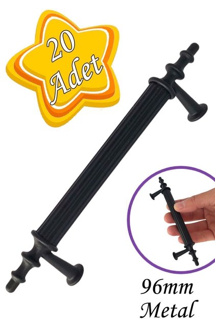 20 Pcs Erciyes Handle Black 96 mm Handle Furniture Kitchen Cabinet Drawer Cabinet Door Handle Handle Metal