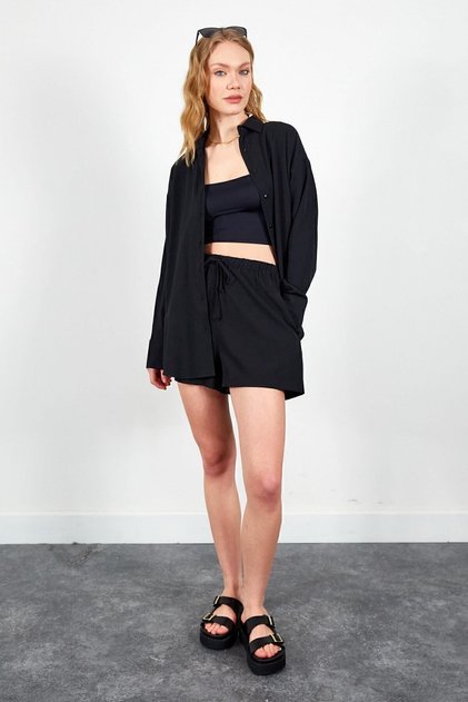 Black Loose-Fitting Women's Shirt | Mks166728-01-6728