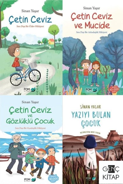 Sinan Yaşar 4 Book Set Çetin Ceviz Mucide Child Finding Writing with Glasses