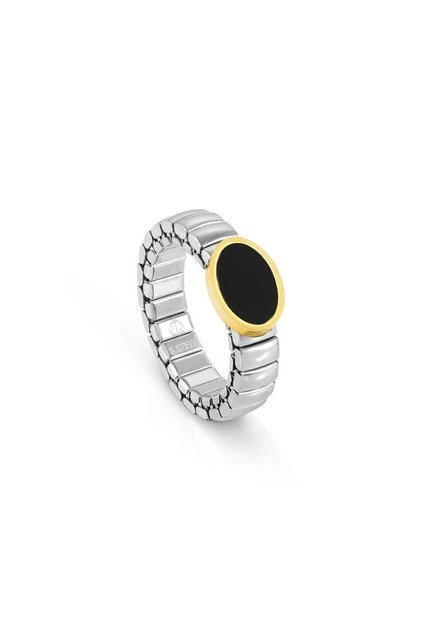 Extension - Yüzük - Oval Sarı Altın Fin, Black Ag