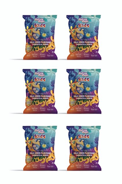 56g ROLLİNG POPS KIDS Süt Mısır Çeşnili Nohut ve Kinoa Cipsi Seti 6 adet