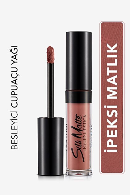 Kadife Dokulu Likit Mat Ruj - Silk Matte Liquid Lipstick - 002 FALL ROSE - 8690604397280