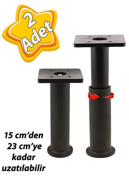 2 Adet Modül Ayarlanabilir Destek Ayağı 15 X 23 Cm Siyah Ayak Mobilya Kanepe Baza Koltuk Ünite Ayakl