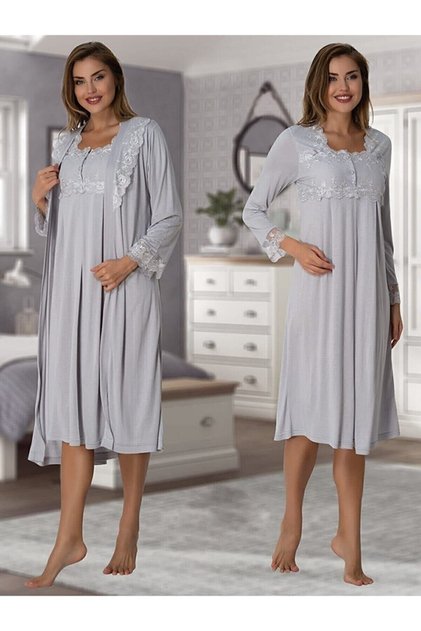 Maternity Nightgown Set with Dressing Gown